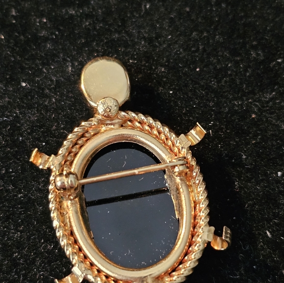 Black ONYX TURTLE STAMPED GOLD FILLED 2 INCH - Picture 3 of 6